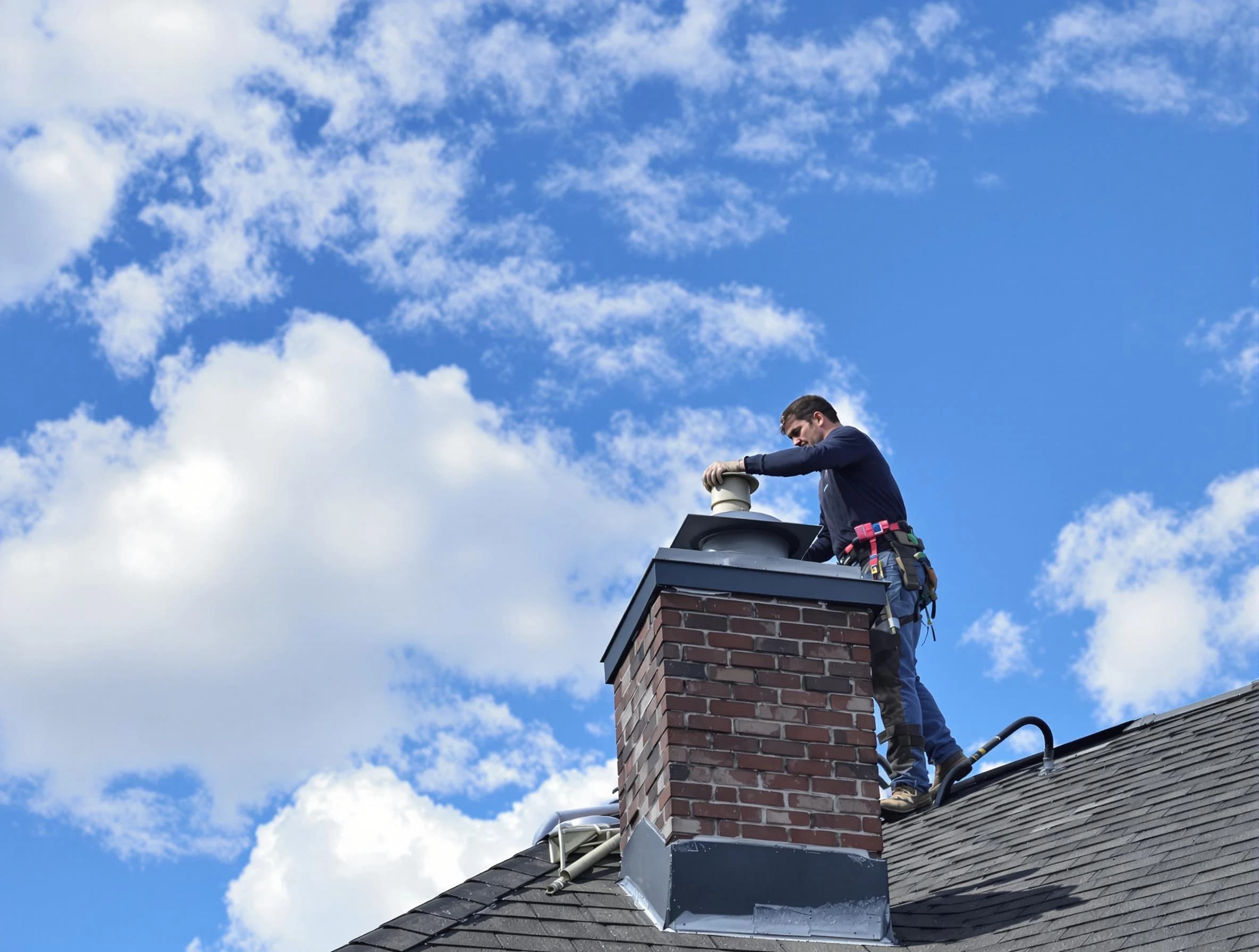Mountain Park Chimney Sweep installing a sturdy chimney cap in Mountain Park, GA