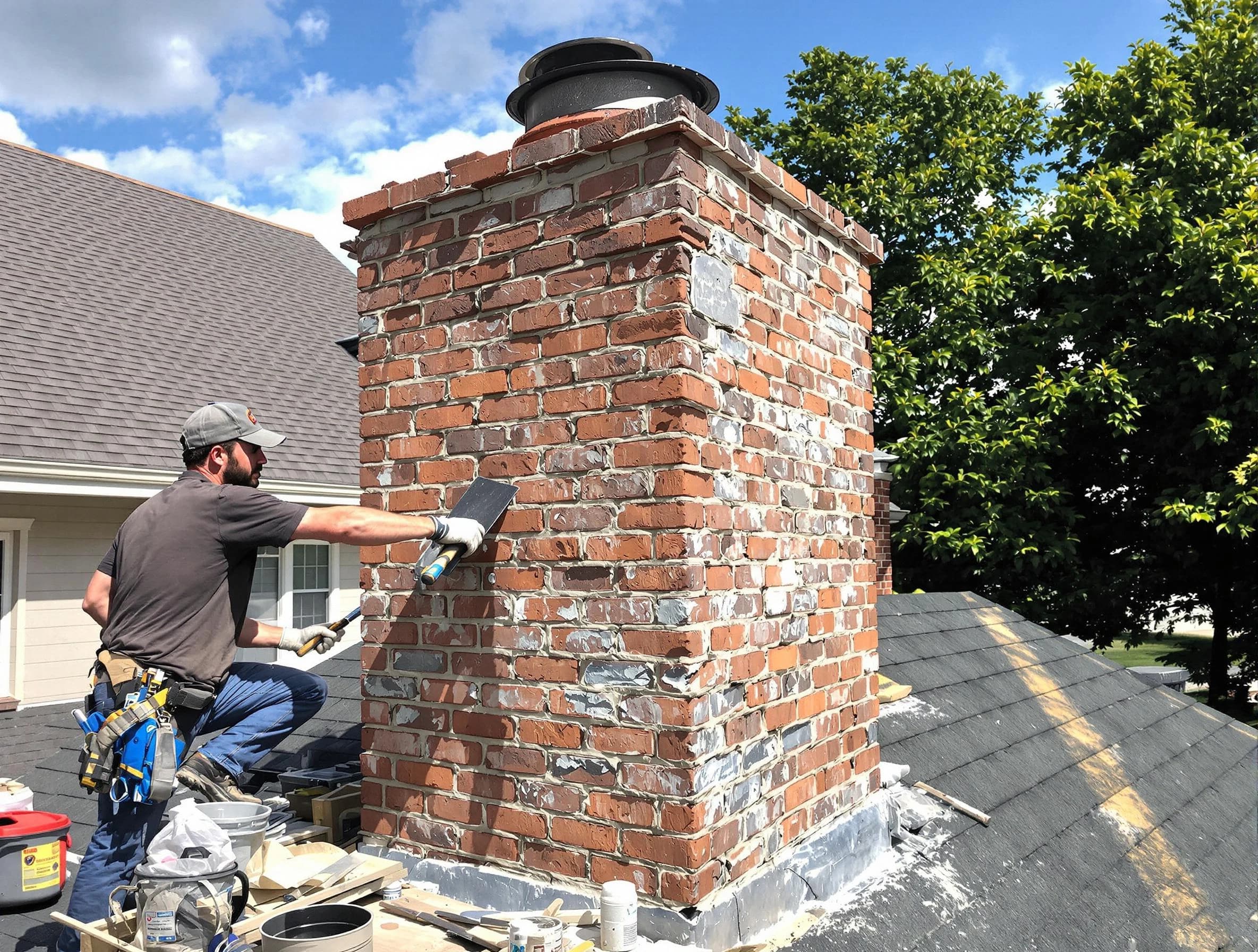 Completed chimney rebuild by Mountain Park Chimney Sweep in Mountain Park, GA