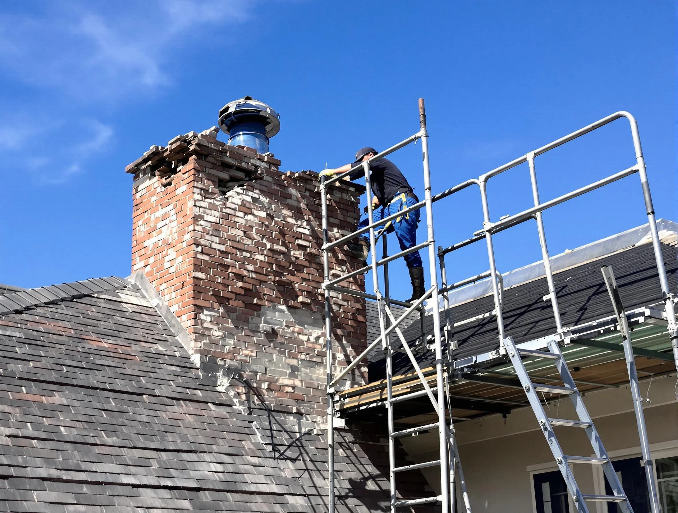 Rebuilding a chimney structure by Mountain Park Chimney Sweep in Mountain Park, GA