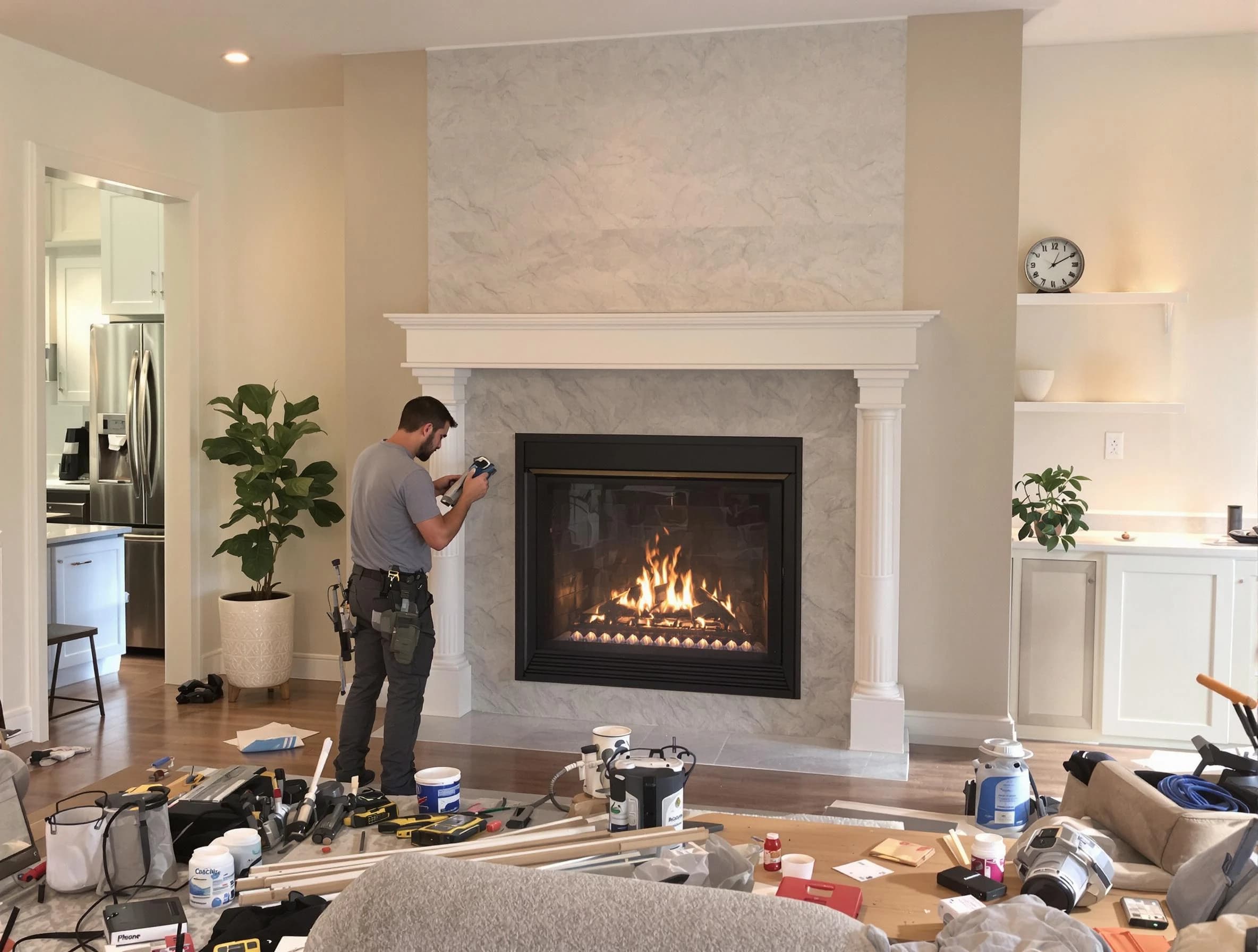 Newly installed fireplace by Mountain Park Chimney Sweep in Mountain Park, GA