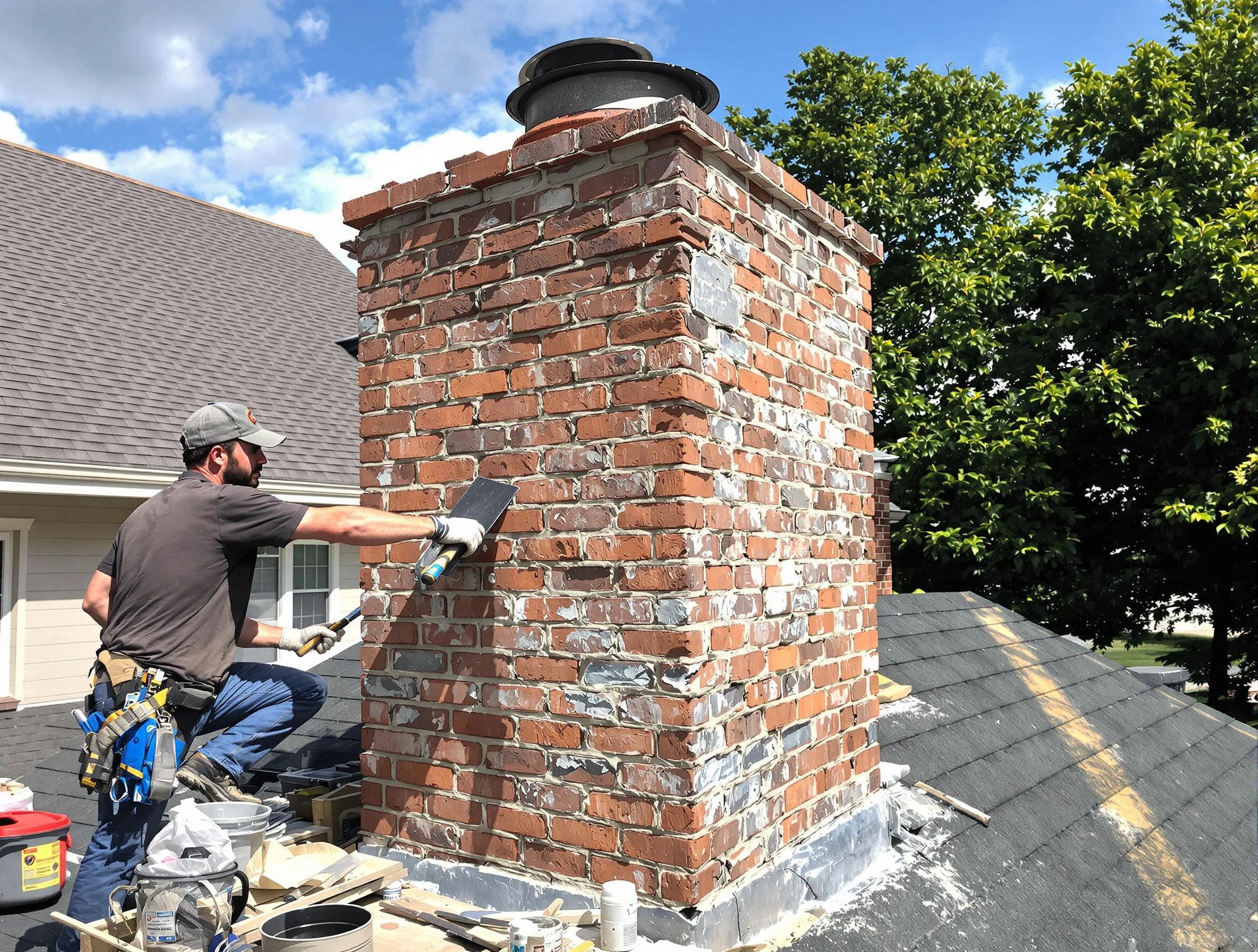 Completed chimney rebuild by Mountain Park Chimney Sweep in Mountain Park, GA