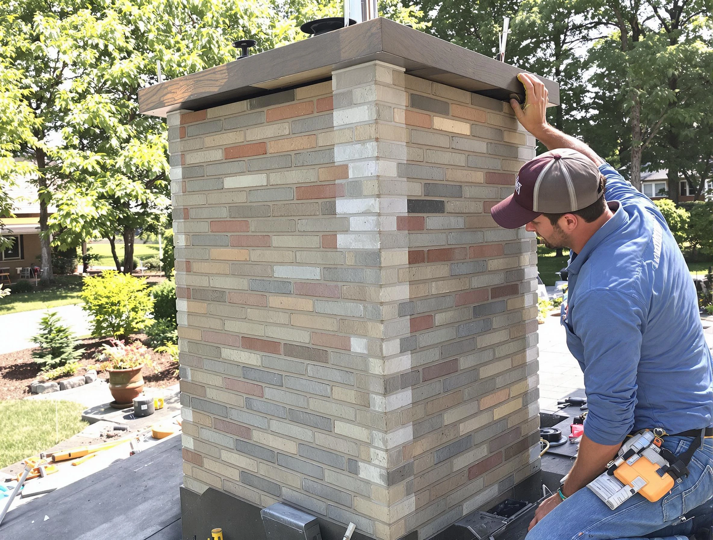 Mountain Park Chimney Sweep completing a modern chimney remodel in Mountain Park, GA