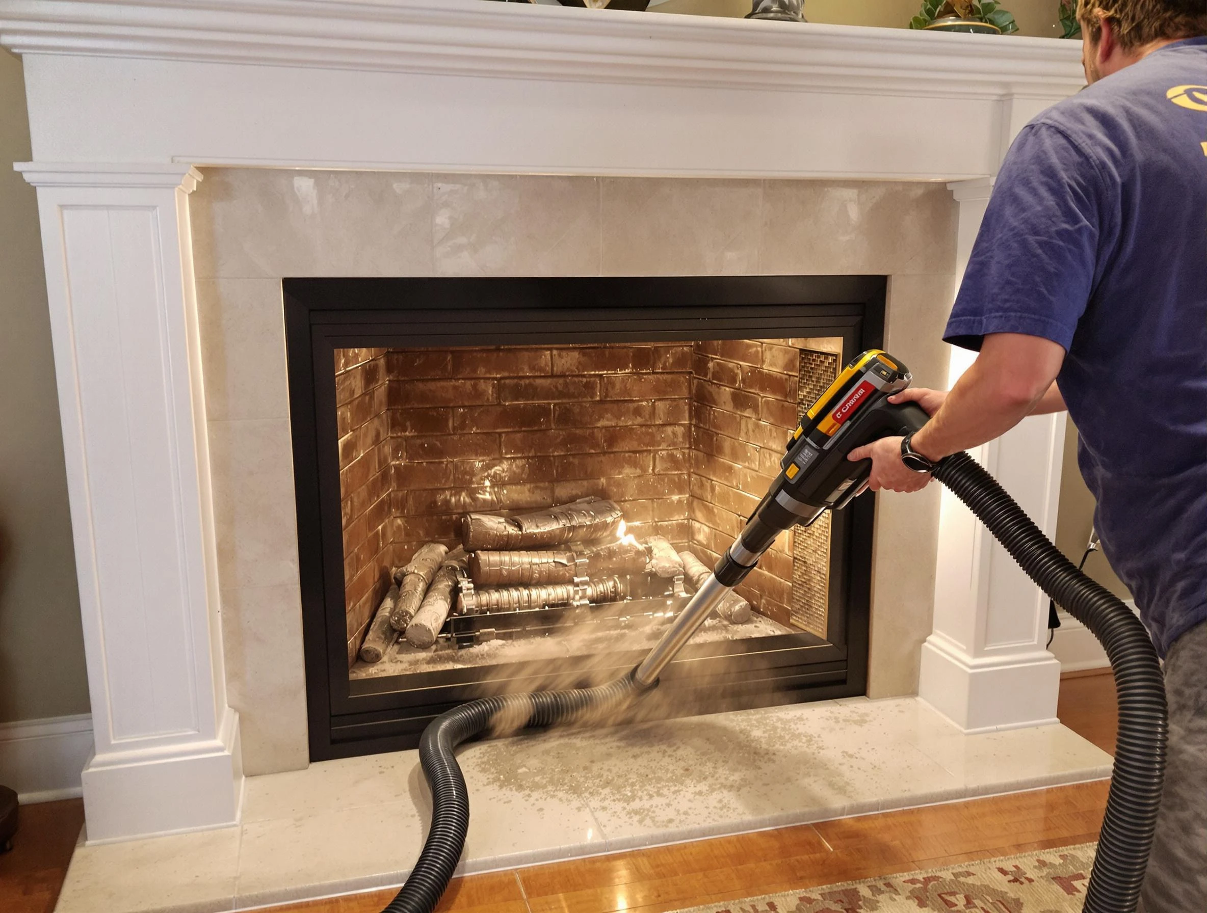 Fireplace cleaning performed by Mountain Park Chimney Sweep in Mountain Park, GA