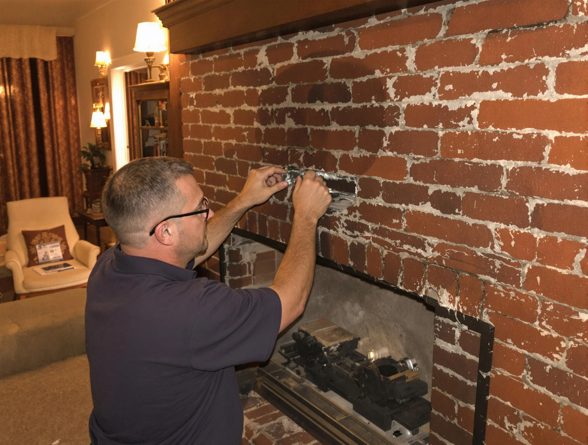 Mountain Park Chimney Sweep expert fixing a fireplace in Mountain Park, GA